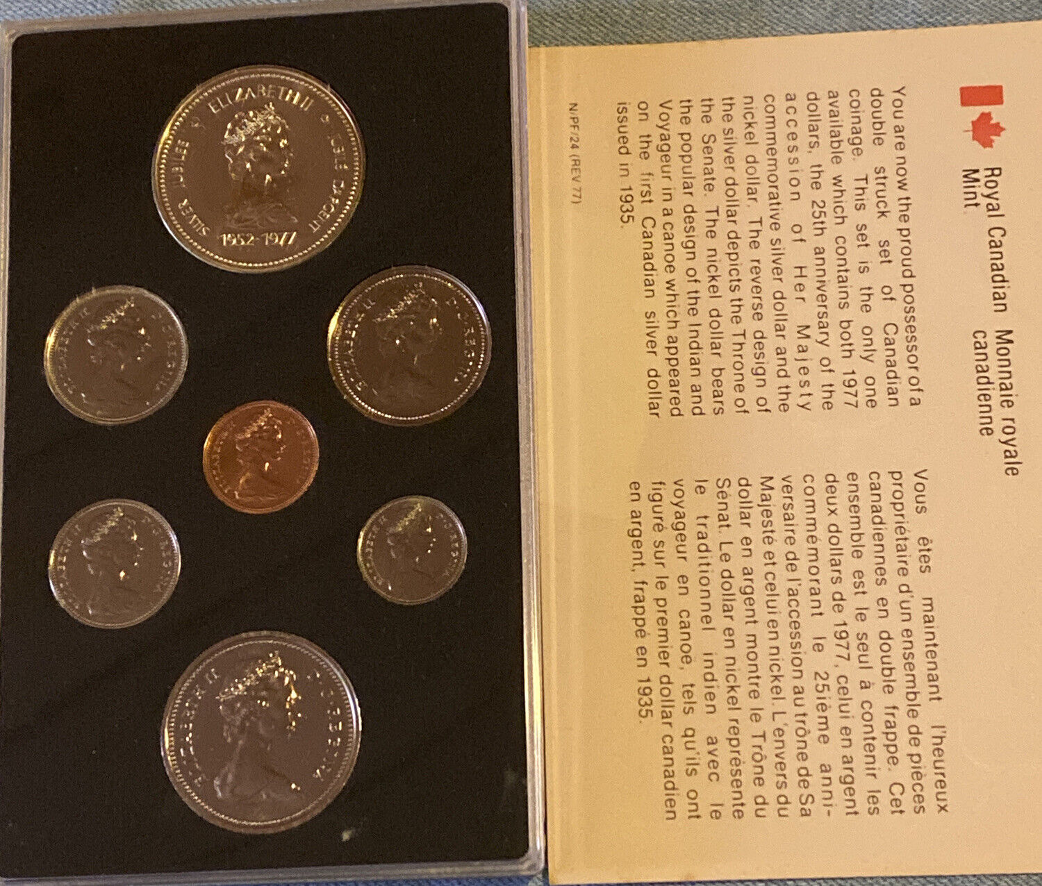 1977 Canada Double Dollar 7 Coin Set - 25th Anniversary Queen Accession Throne
